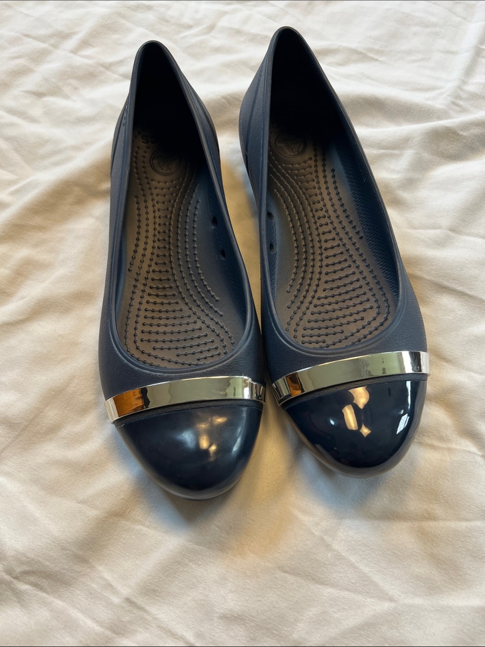 CROCS Navy Ballet Flats with Metallic Accent